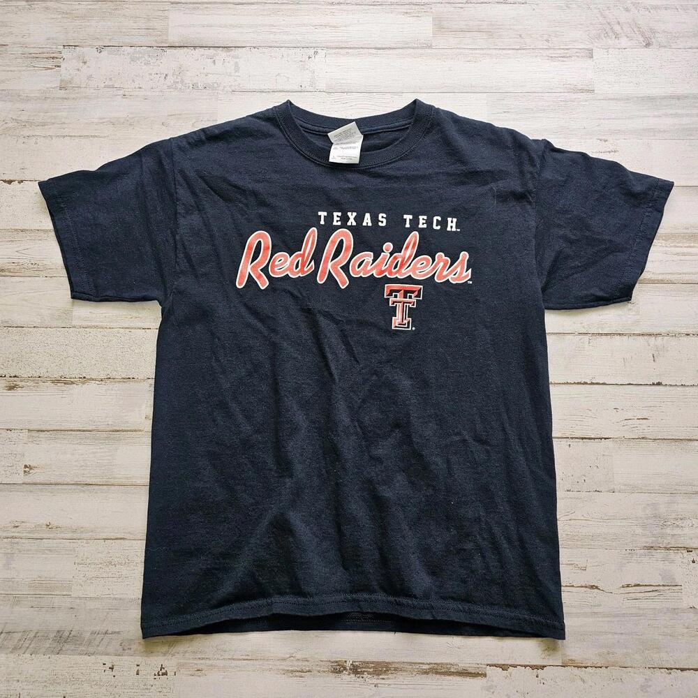Texas Tech Red Raiders Shirt Youth Large Black Cotton Graphic Tee L T-Shirt Kids